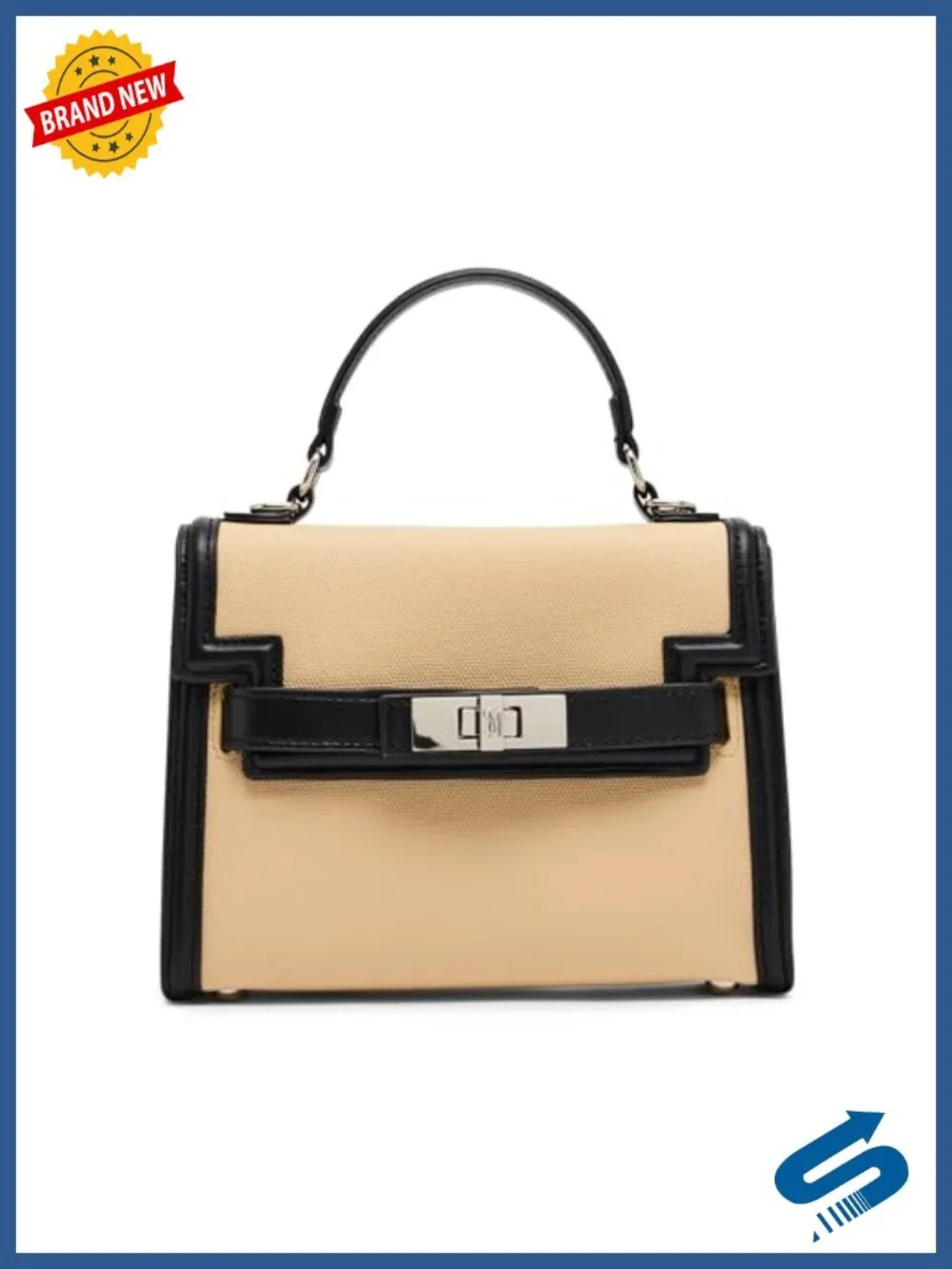 Faux Leather Top Handle Satchel with Crossbody Strap